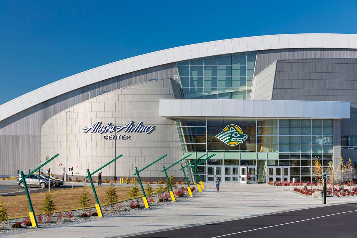 Exterior view of entrance of the Gallery inside of the UAA Alaska Airlines Center