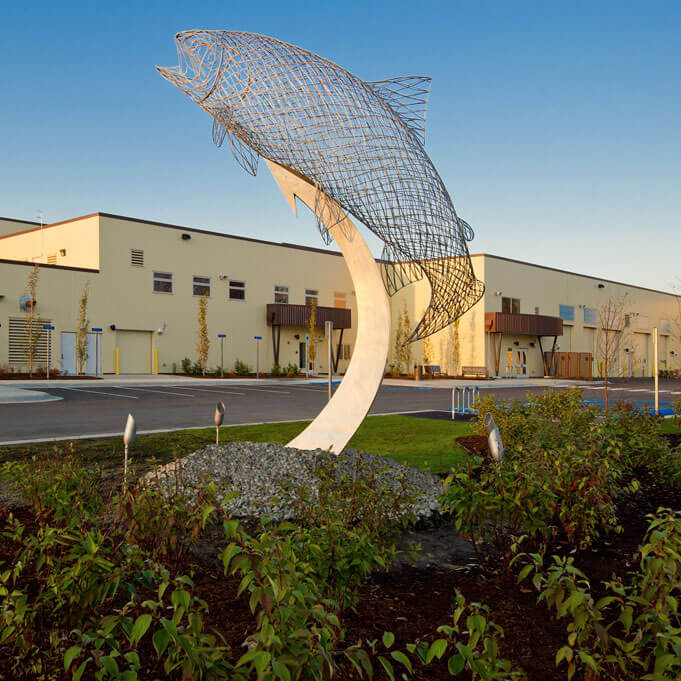 Salmon Statue outside of the WJH Fish Hatchery