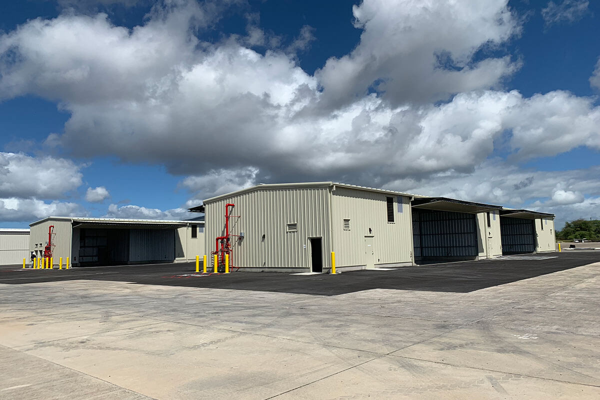 Exterior view of the Kalaeloa Airport T Hangar