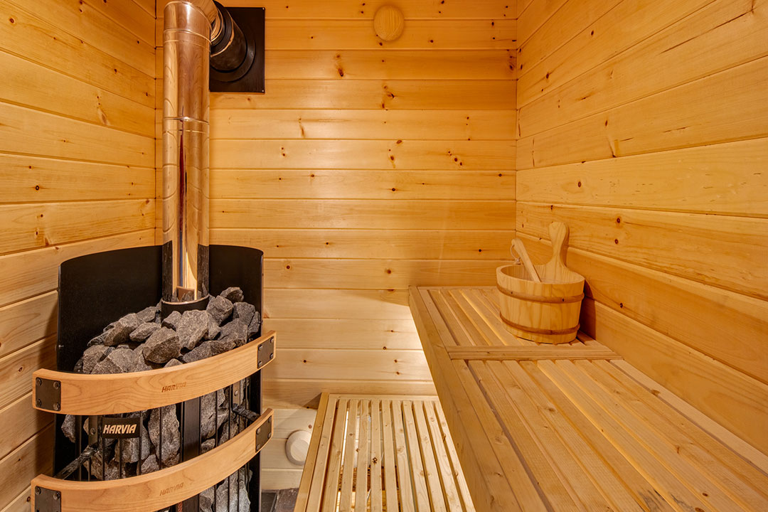 Interior of sauna in the Sauna House