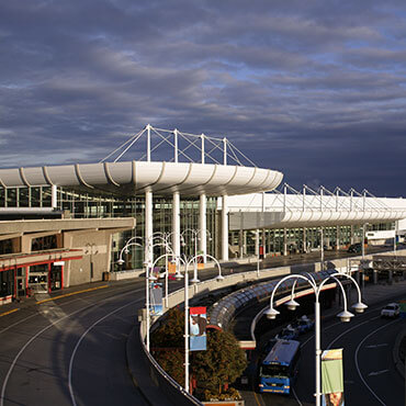 Front exterior of the Ted Stevens International Airport