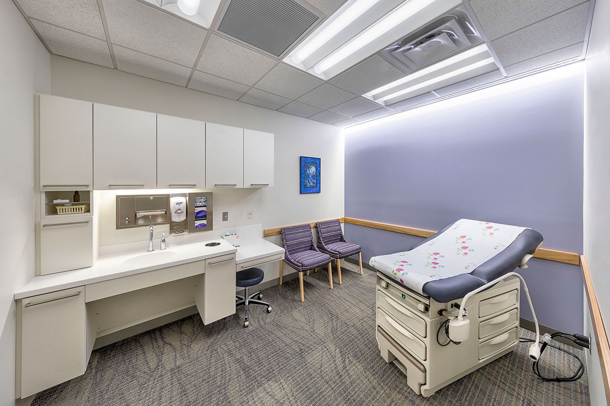 Examining room at Women’s Care of Alaska Clinic Renovation 